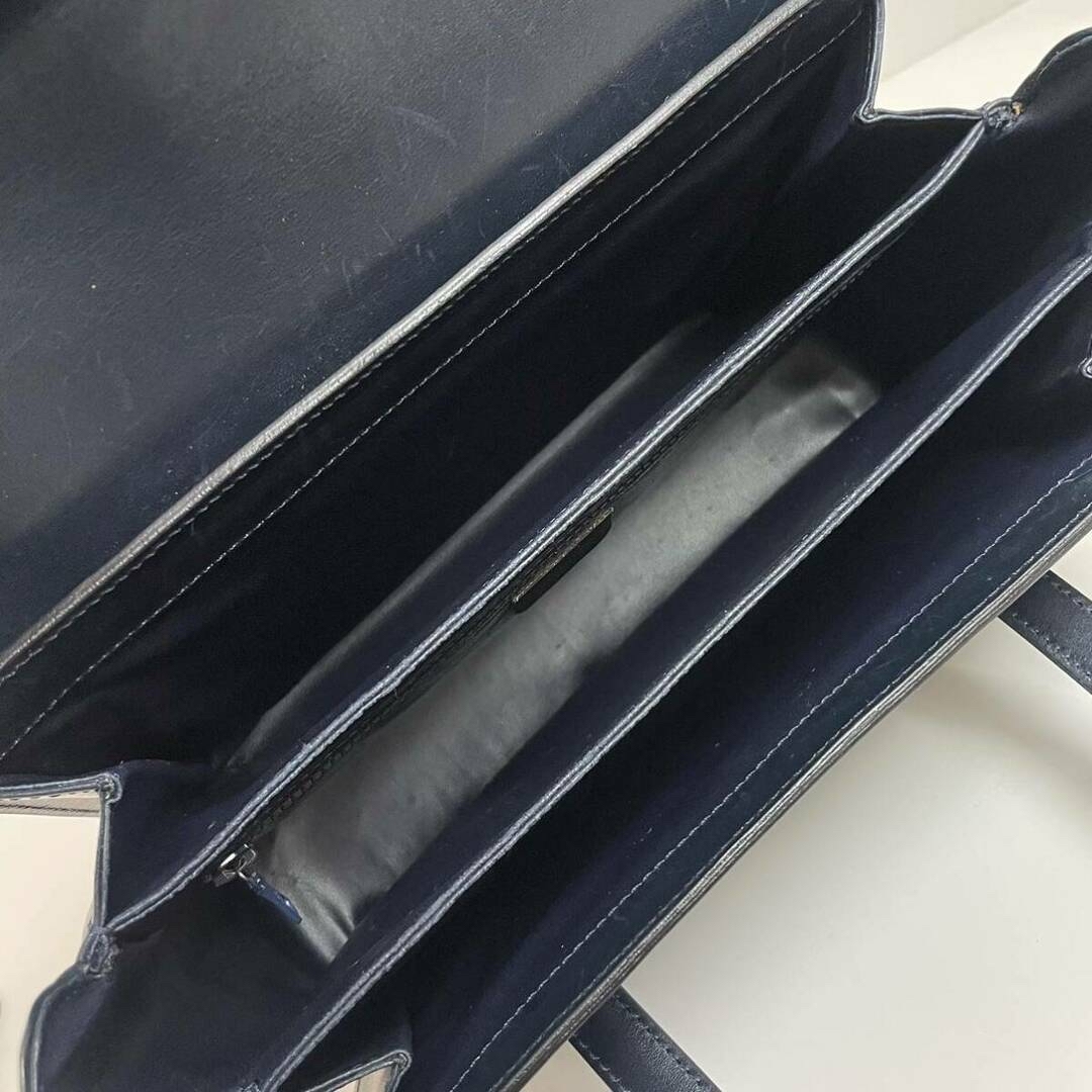 CELINE マンテル ハンドバッグ レザー ネイビー ヴィンテージ セリーヌ