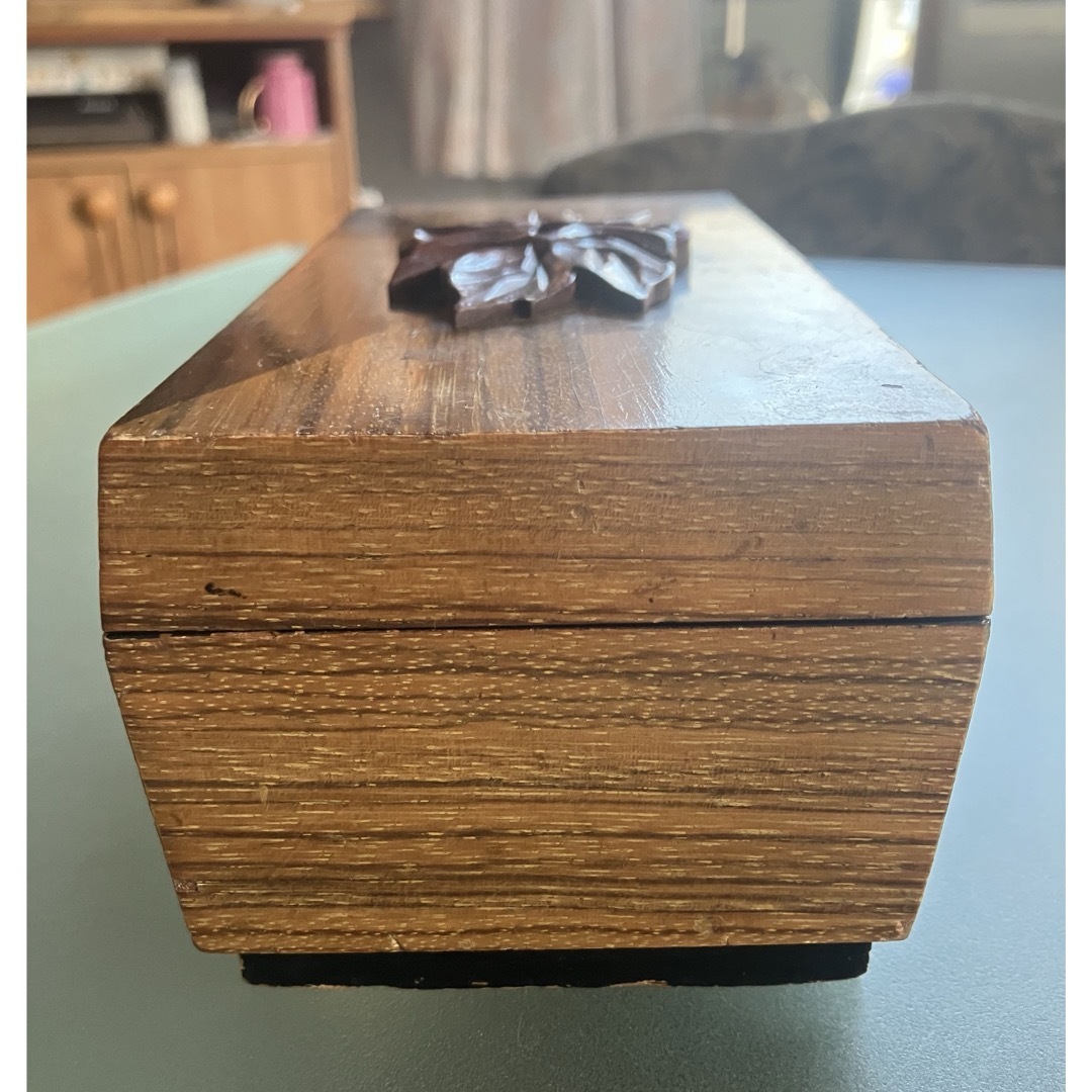 昭和レトロ オルゴール 木製箱 木彫 ビンテージ 宝石箱 ジュエリー