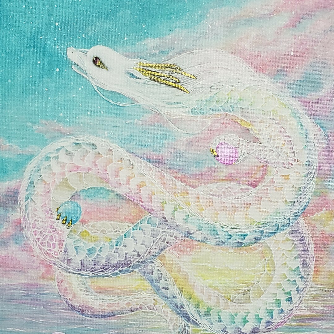 幻の花龍」 開運絵画 龍神 花龍 抽象画 アクリル画 龍ノツカイ 幻