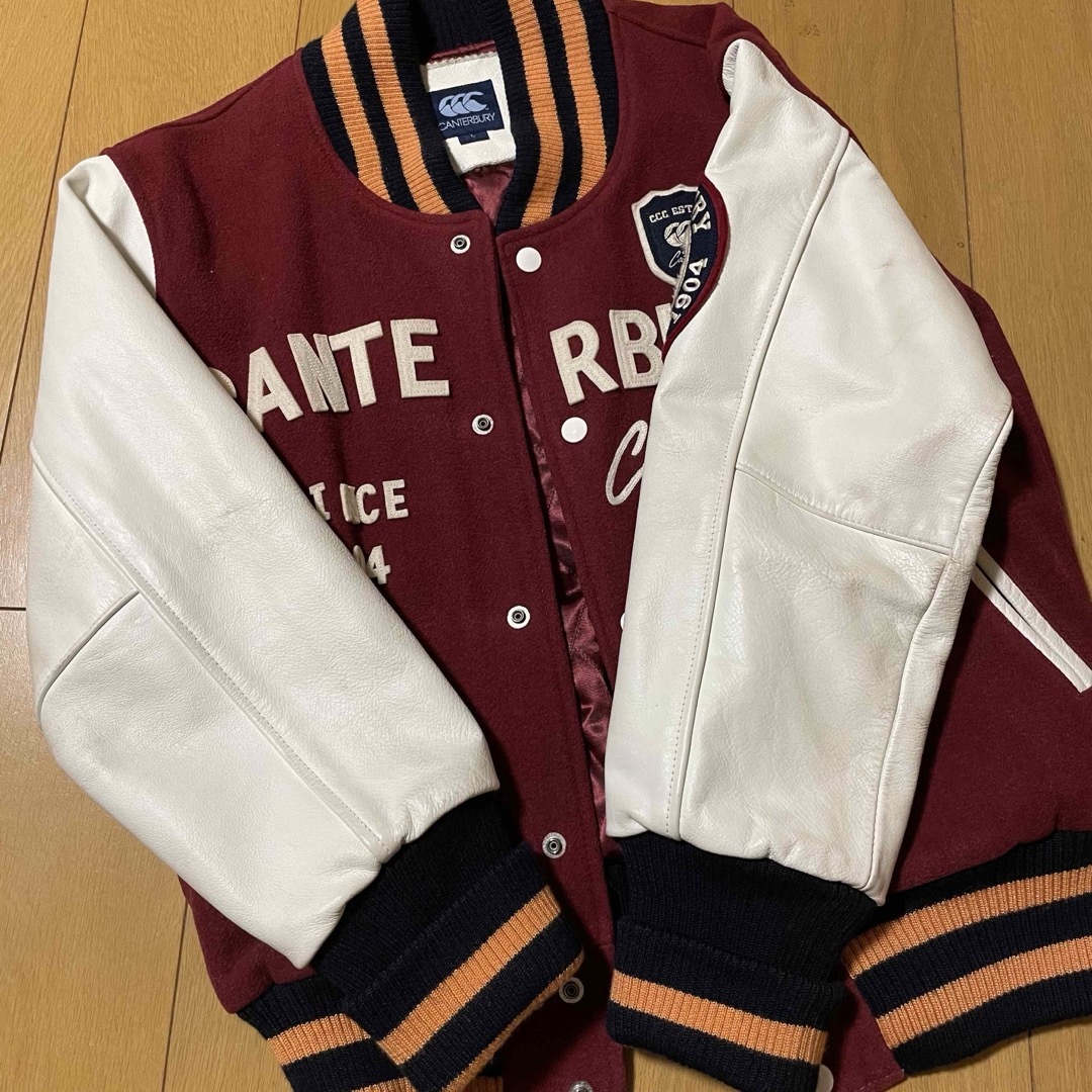 カンタベリー 袖革 スタジャン エンジx白の通販 by ひで's shop｜ラクマ