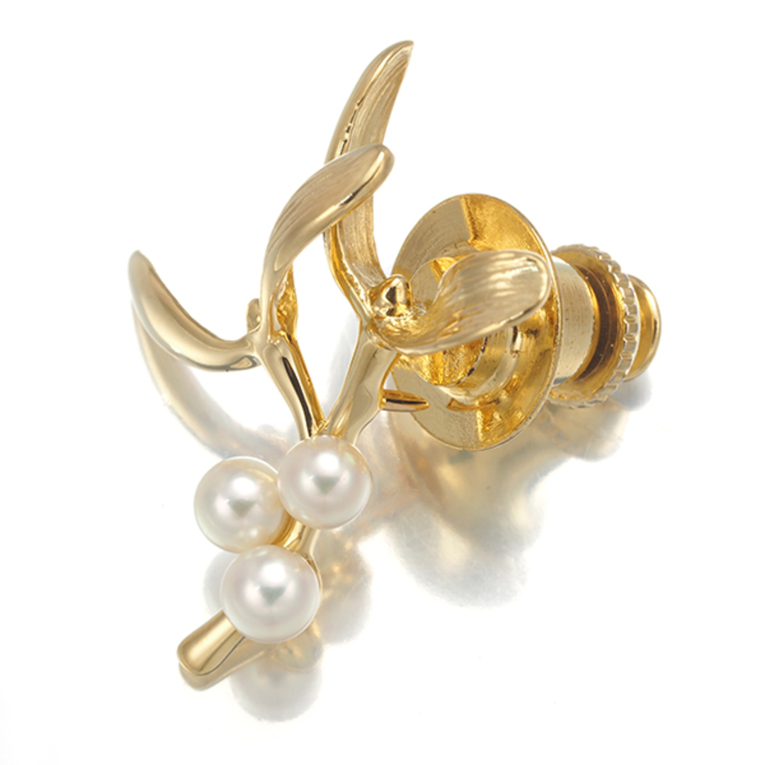 MIKIMOTO - ミキモト ブローチ ベビーパール 真珠 3.8mm リーフ ピン