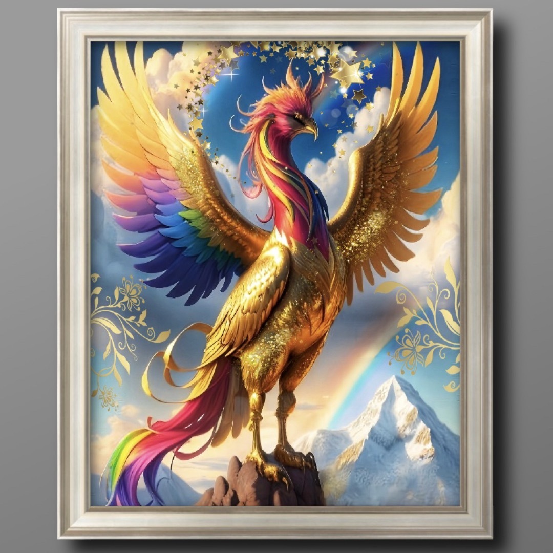 運気アップの鳳凰 開運•風水ヒーリング 開運絵画グラフィックアートの