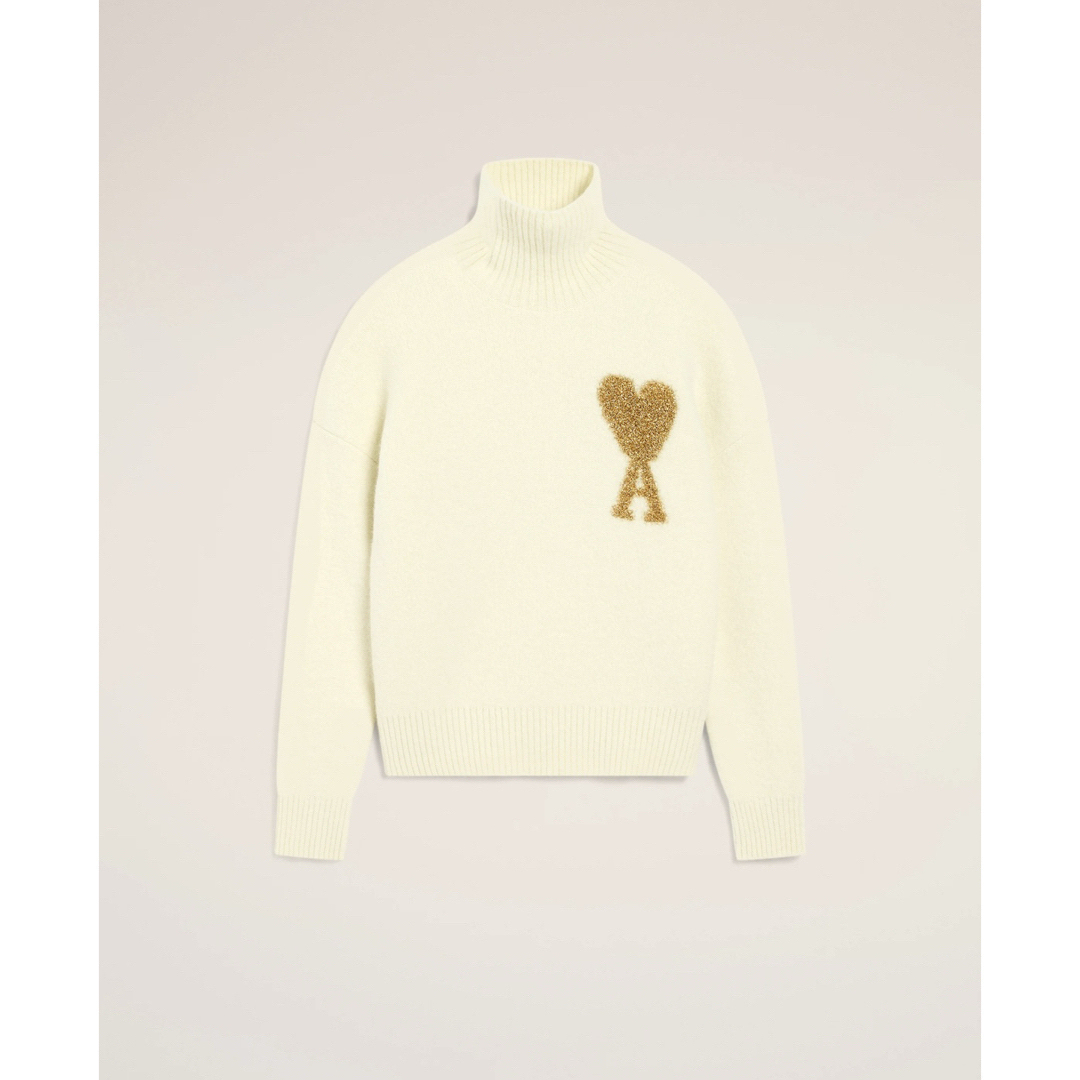 ami - amiparis ホワイト×ゴールド ハート タートルネック L の通販 by