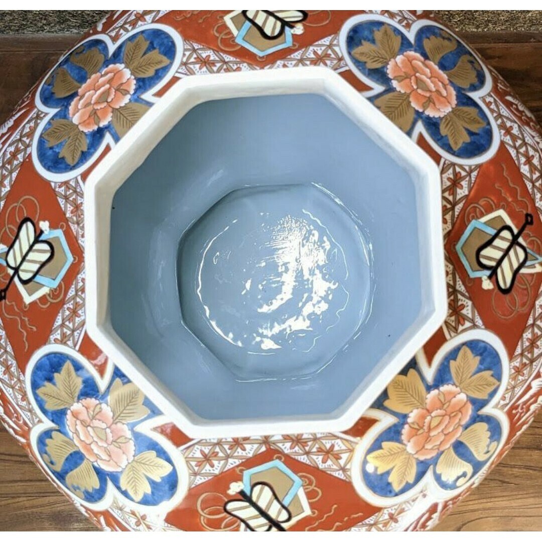 未使用 未使用 有田焼 沈香壺 色絵 神右衛門作 七福神 特大八角三