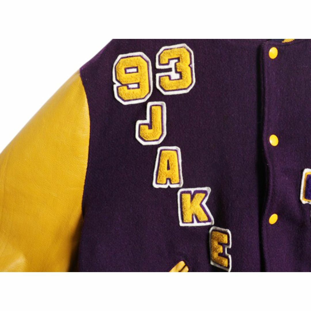 70s USA製 ☆ DELONG 袖レザー ウール スタジャン メンズ XL 程