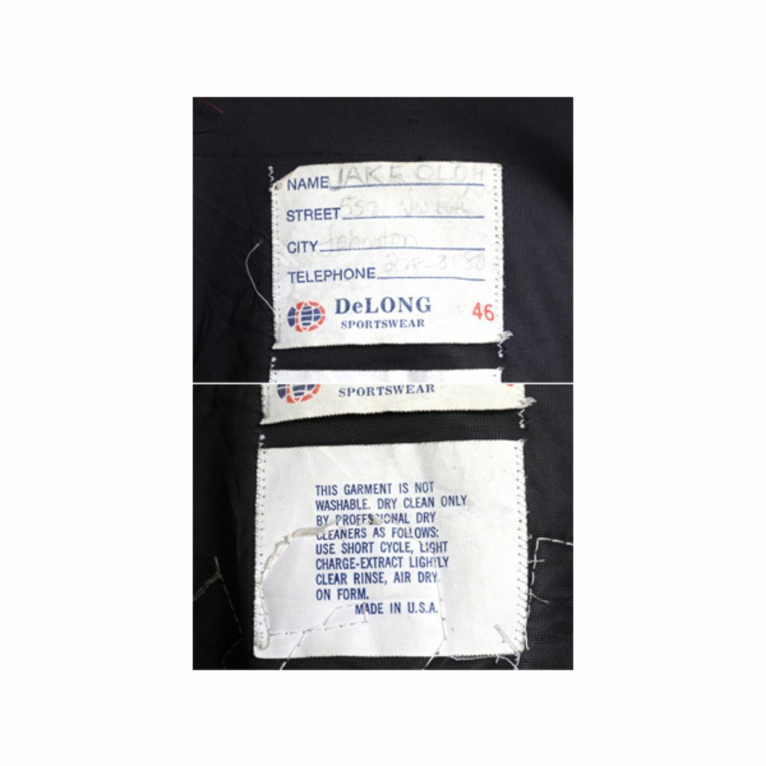 70s USA製 ☆ DELONG 袖レザー ウール スタジャン メンズ XL 程