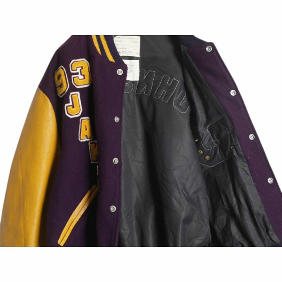 70s USA製 ☆ DELONG 袖レザー ウール スタジャン メンズ XL 程