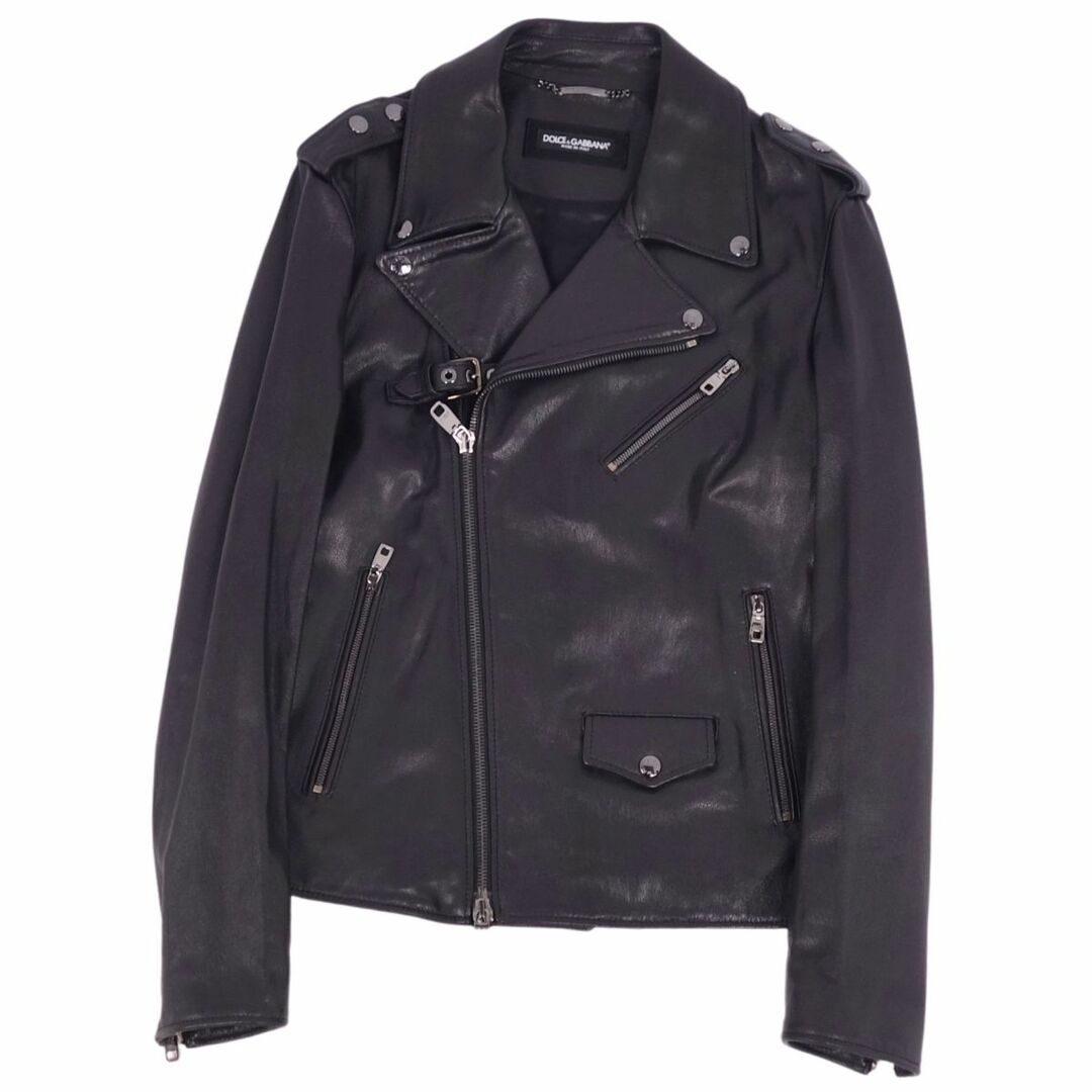 Dolce & Gabbana ブラックレザーシングルライダースジャケット36
