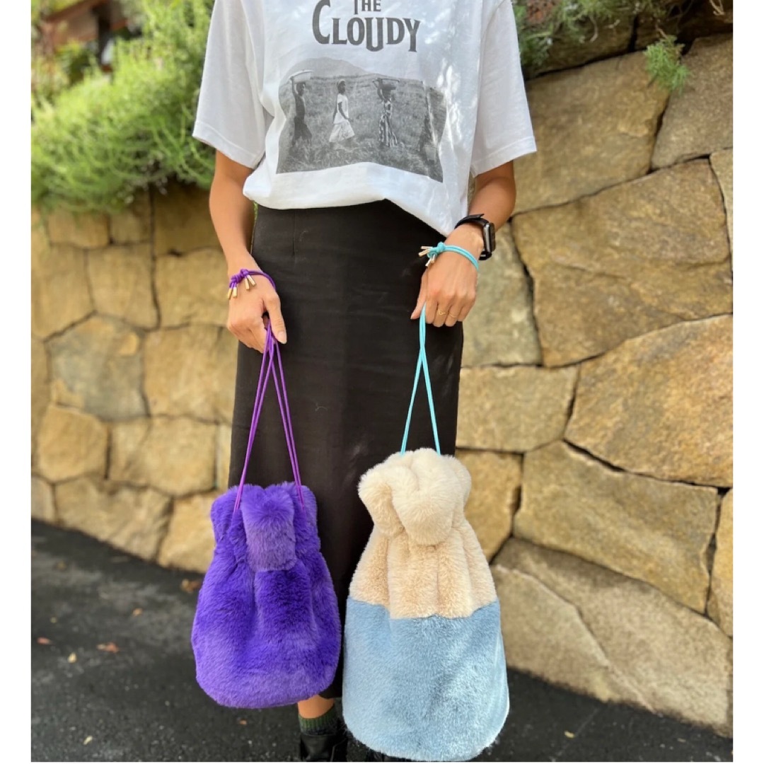 TOMORROWLAND - 超美品 巾着バッグ CLOUDY フェイクファー クラウディ