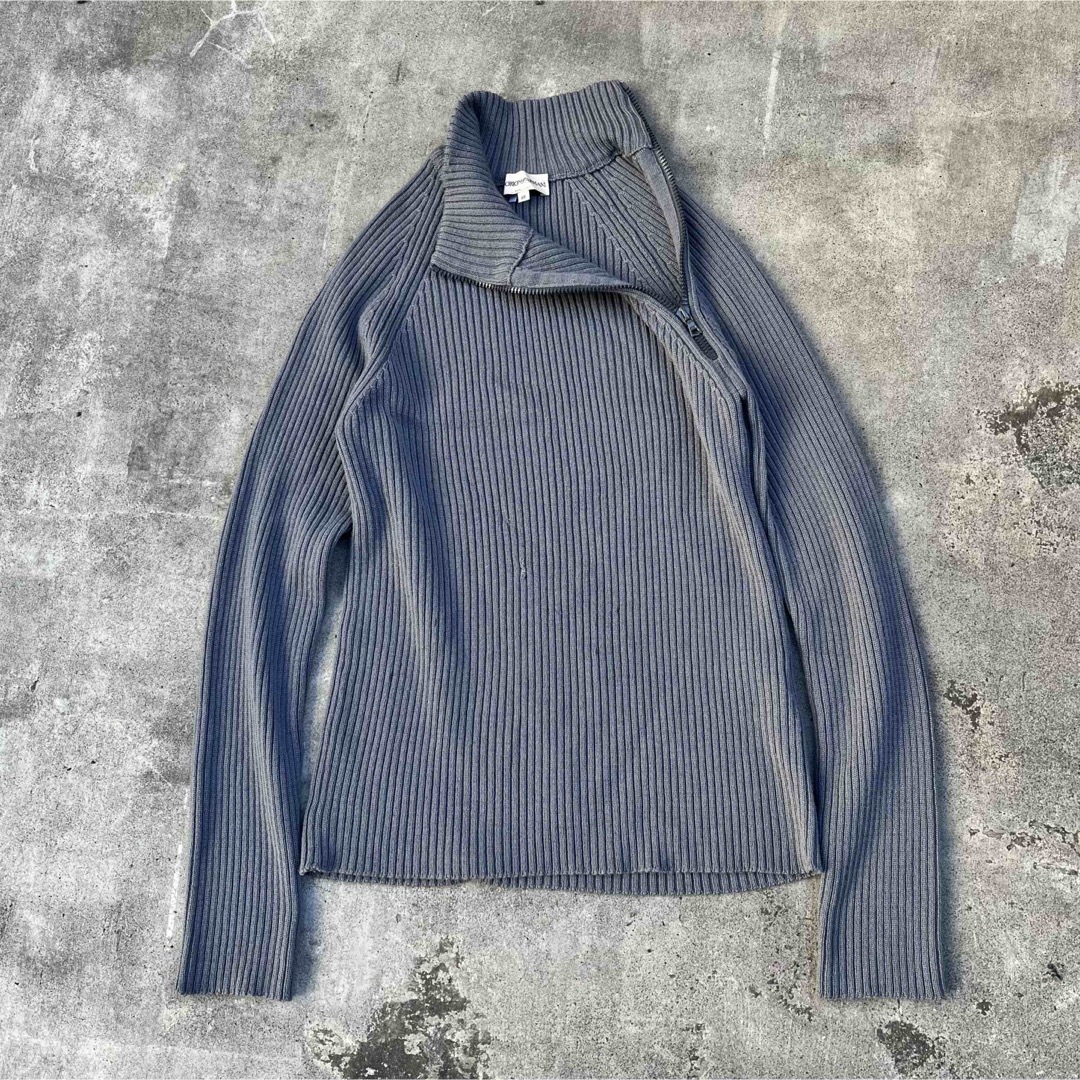 EMPORIO ARMANI - EMPORIO ARMANI 00's 斜めジップ ドライバーズニット