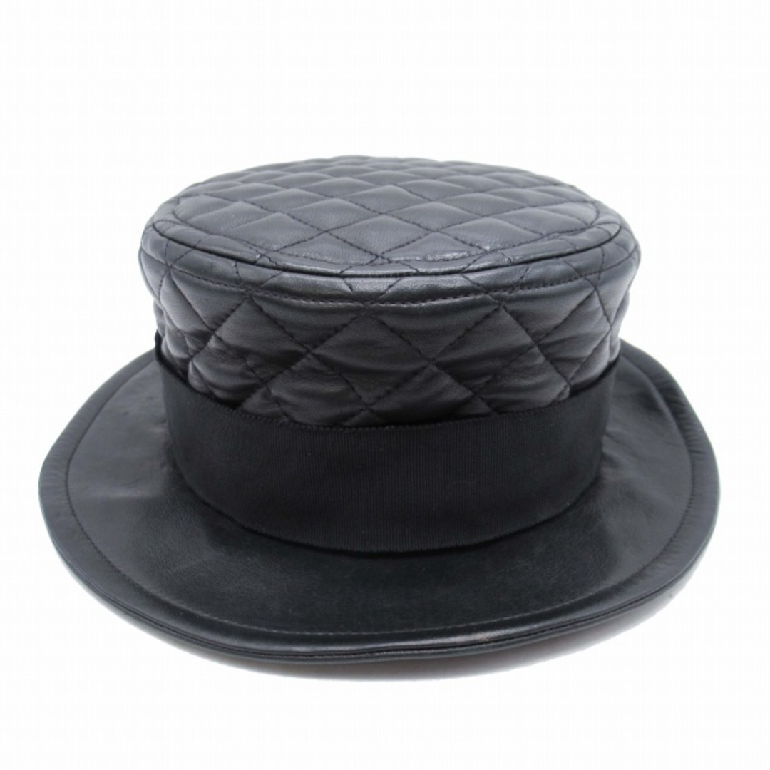 美品 93A シャネル CHANEL マトラッセ ラムスキン ハット 帽子EK3