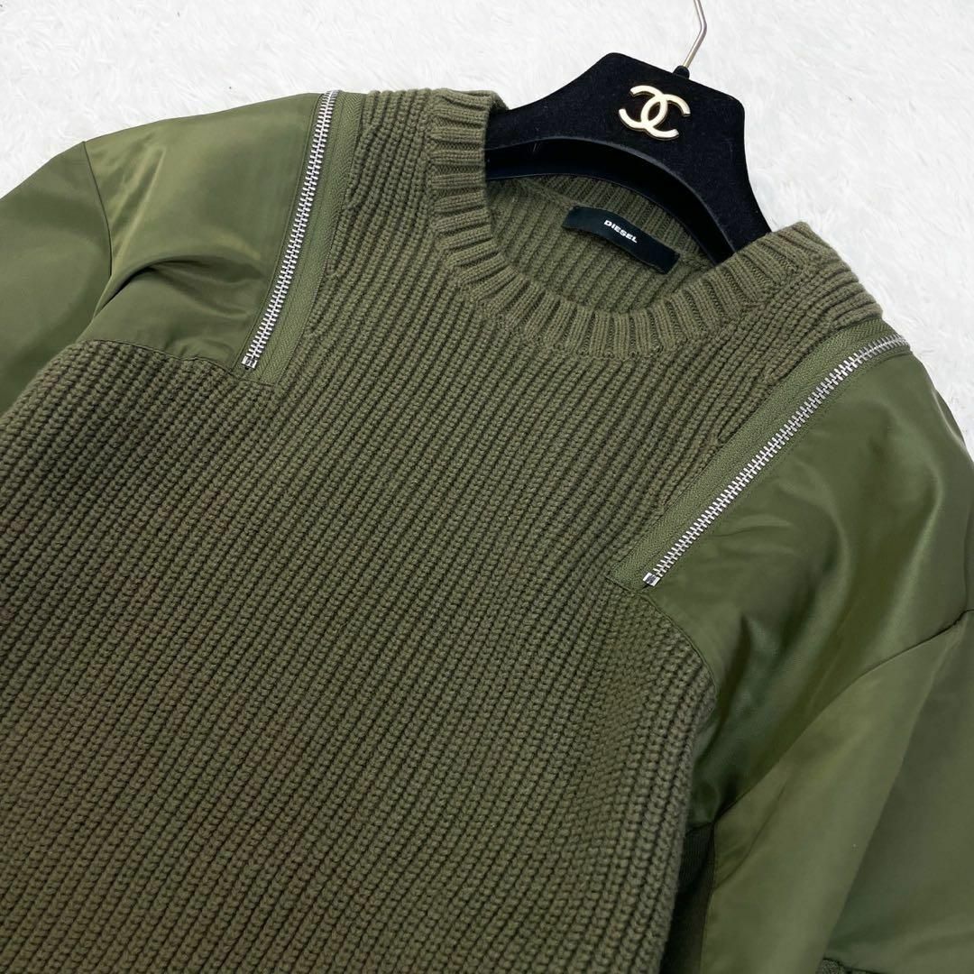 DIESEL - 極美品 ディーゼル 異素材ドッキングニットワンピース ミディ