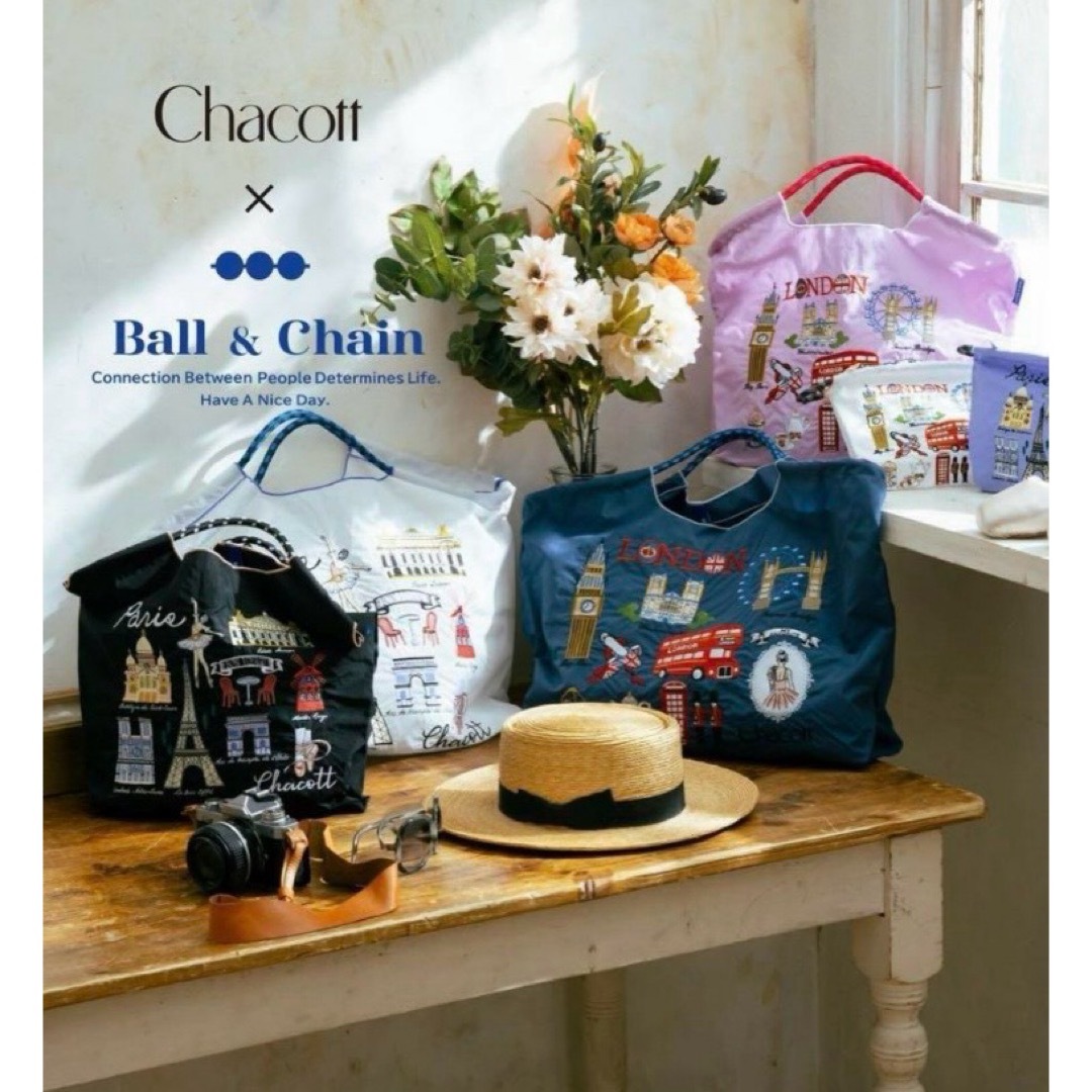 CHACOTT - チャコット ボールアンドチェーン ロンドン柄 ホワイト M