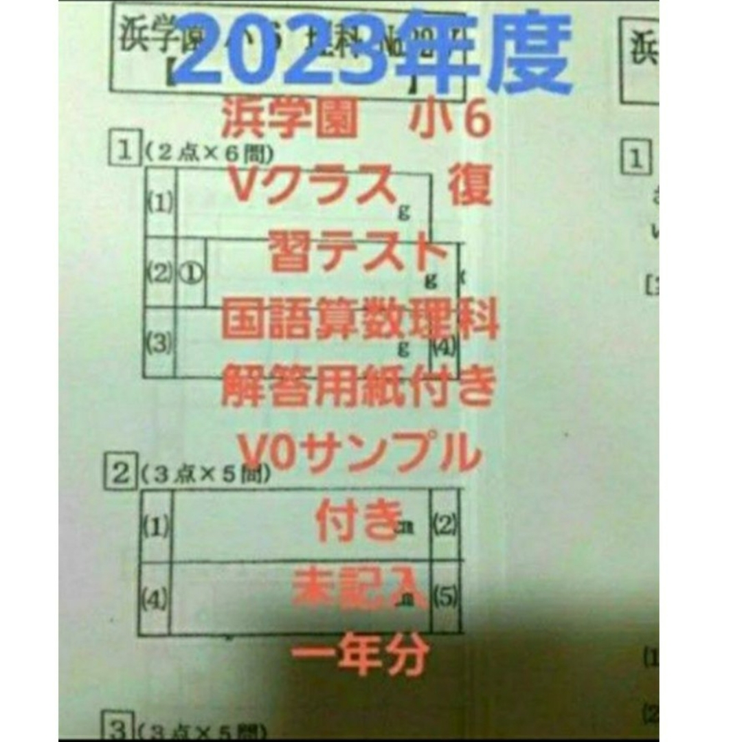 浜学園 小6 マスター Vクラス 復習テスト 4教科 国語 算数 理科 社会p