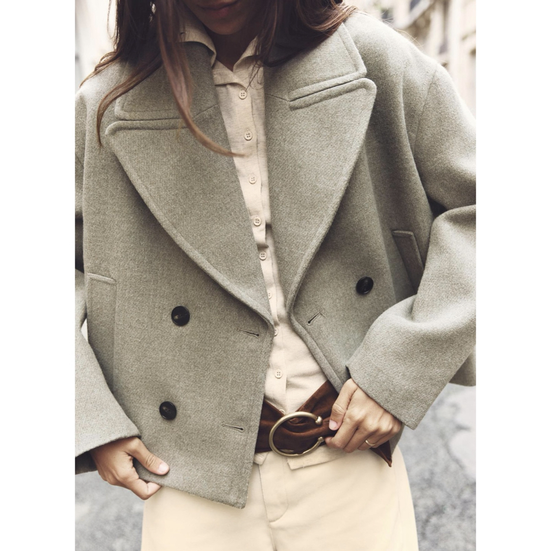 ZARA - ZARA ショート丈ダブルブレストコート ミンク Lサイズ 新品タグ