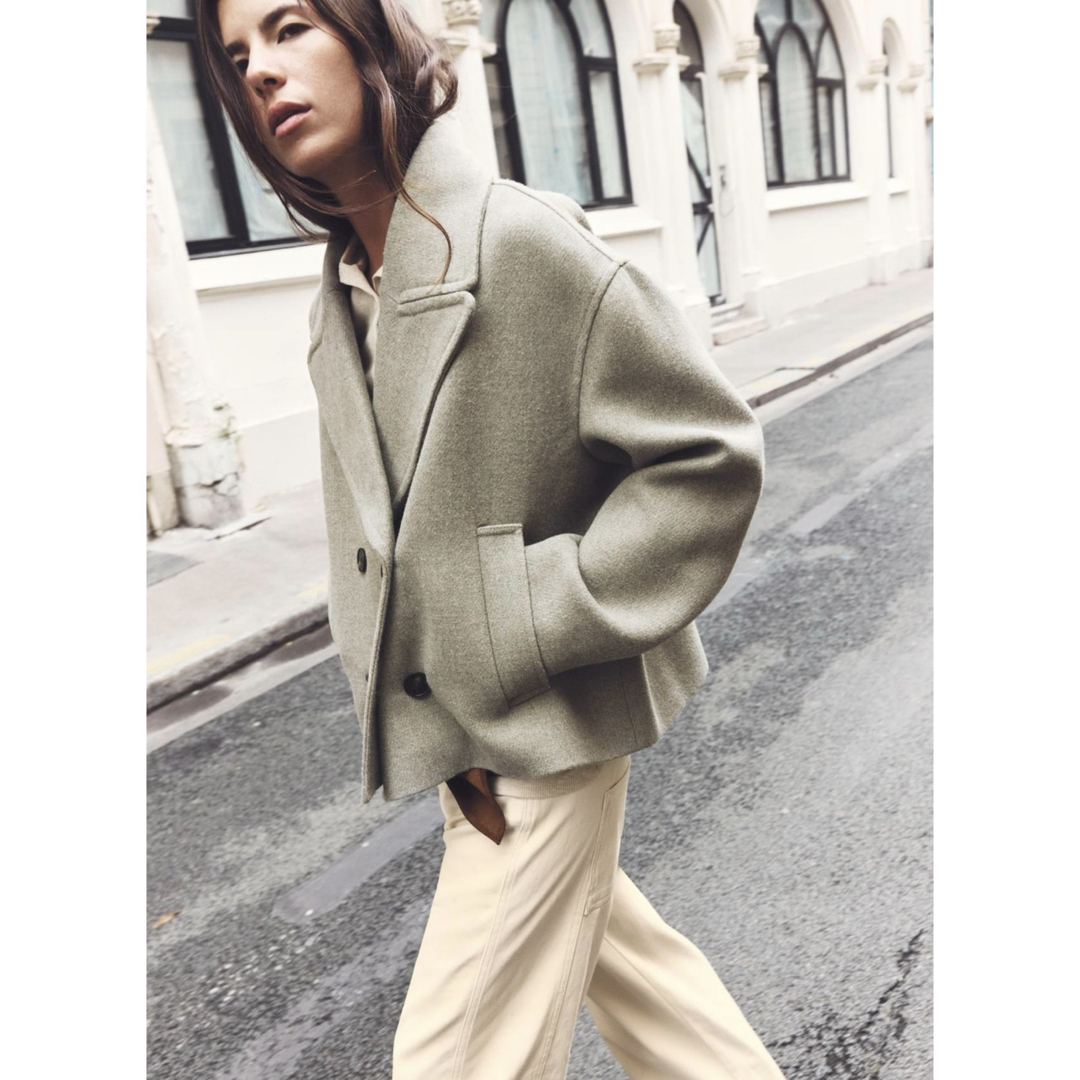 ZARA - ZARA ショート丈ダブルブレストコート ミンク Lサイズ 新品タグ