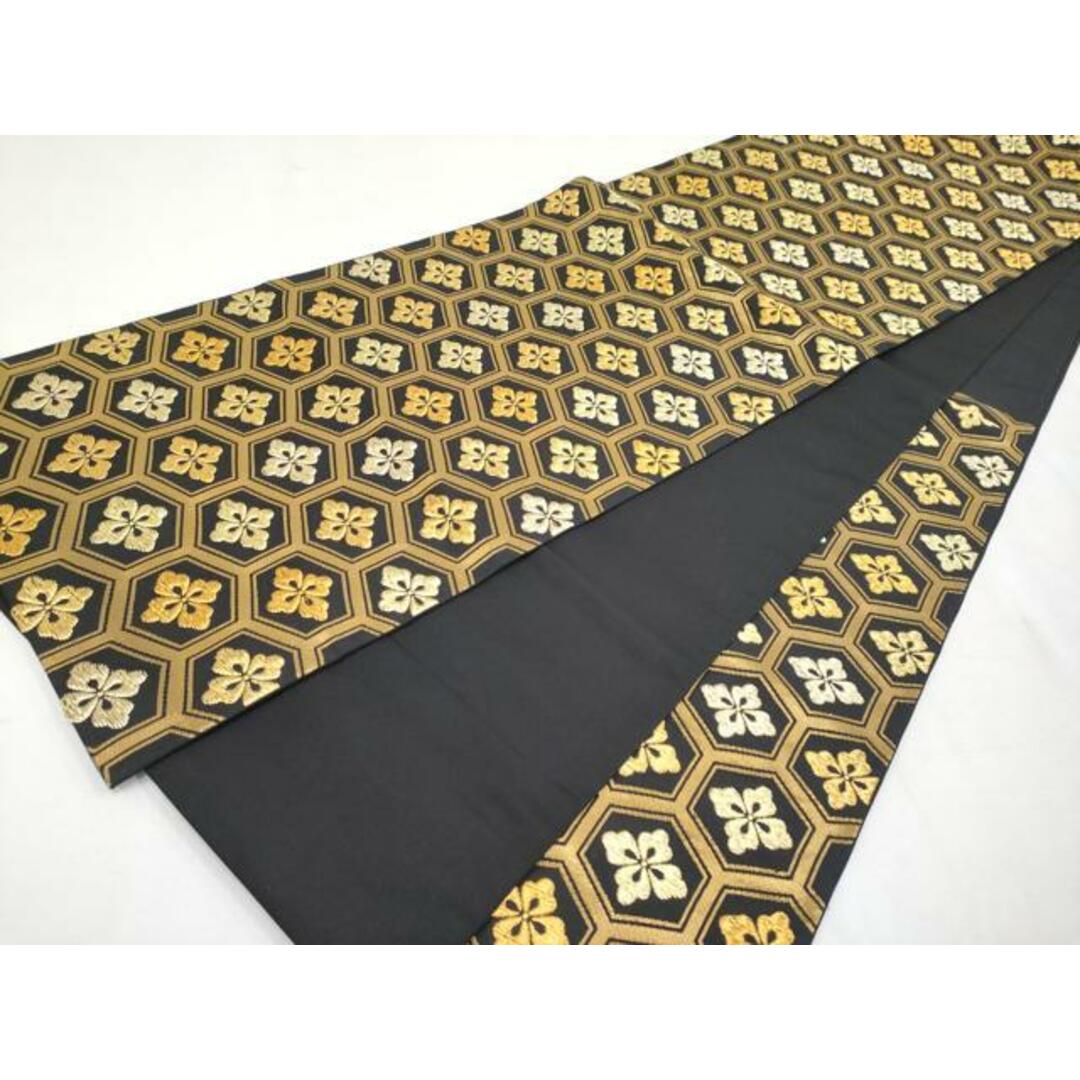 平和屋本店□希少 西陣 紫紘謹製 山口伊太郎 六通柄袋帯 亀甲花菱文錦