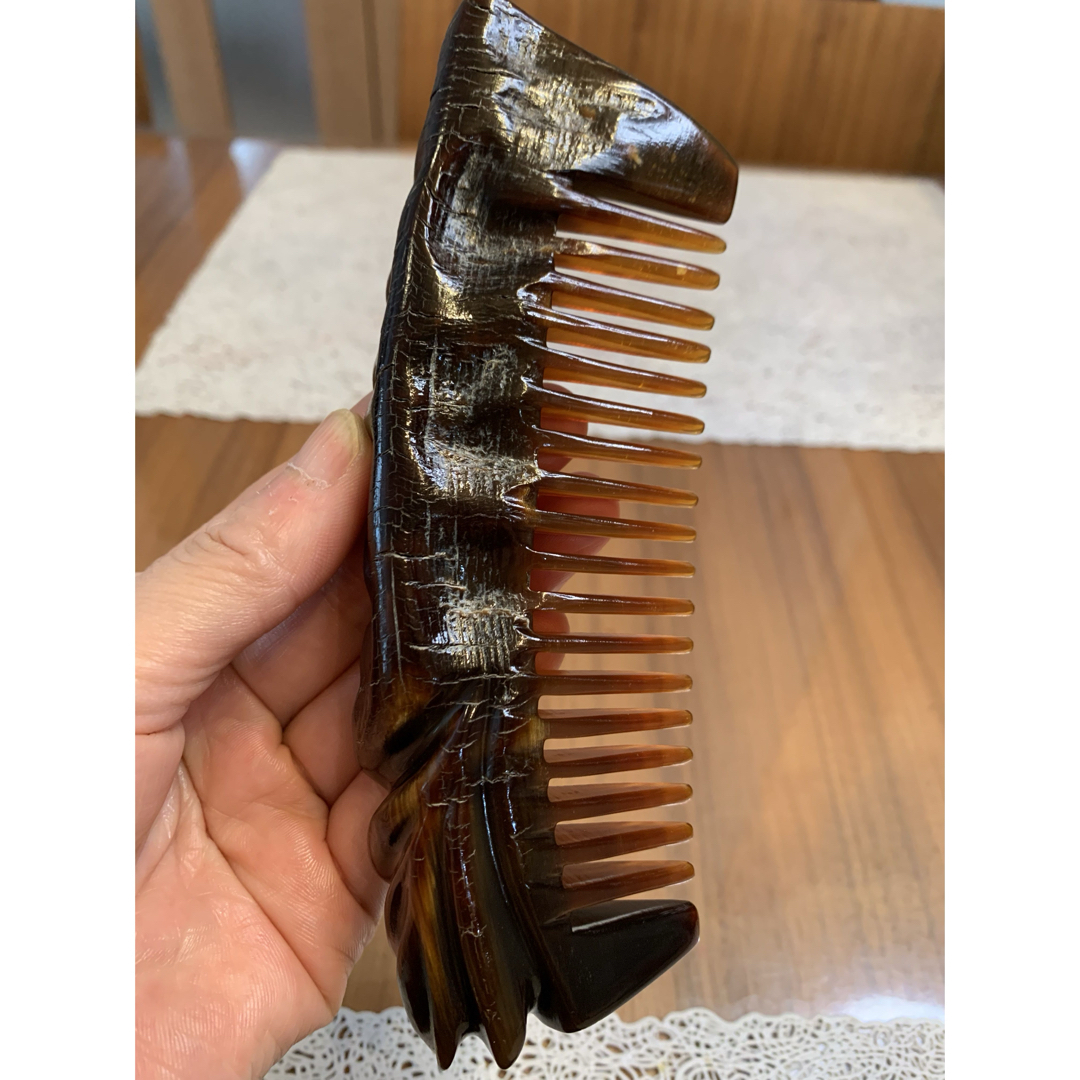 F-161 天然牛角 高品質 原生態 角皮付き櫛 かっさプレート 全身用の