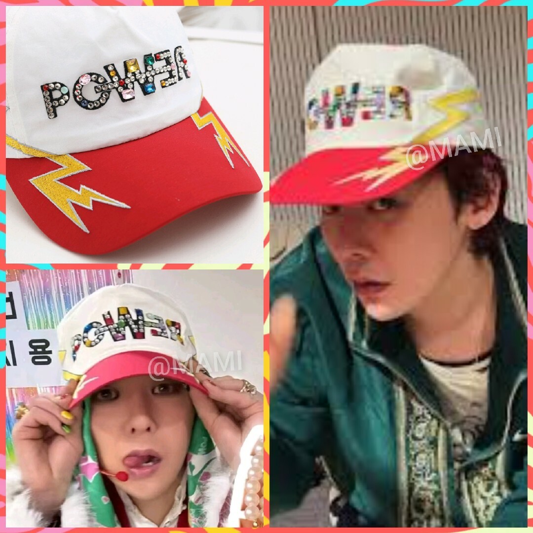 PEACEMINUSONE - ⚡️G-DRAGON POWER キャップ /赤白×稲妻⚡️ビジュー