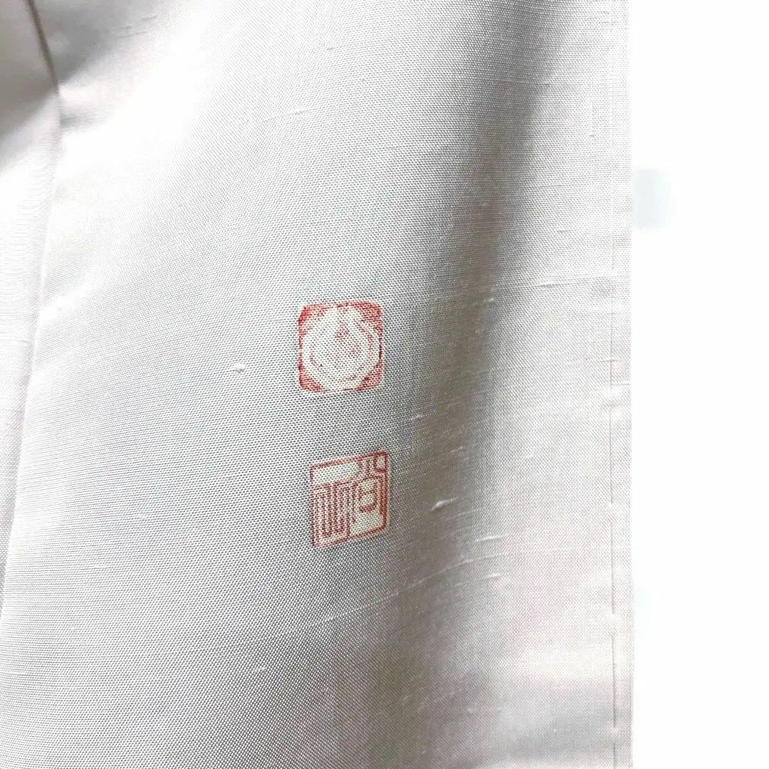 作家もの 付け下げ 牛首紬 木々文様 グレー 着物 023a dの通販 by