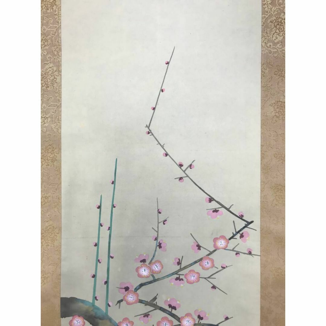 日本画家 小木曽祥雲 掛け軸 花鳥図 美品 日本画家 小木曽祥雲 掛け軸