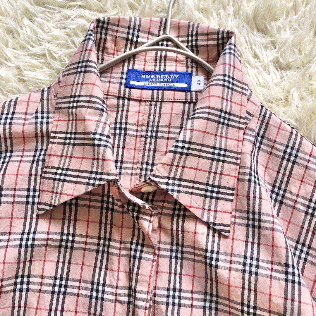 BURBERRY LONDON♪ホース刺繍フリルブラウスノバチェックL