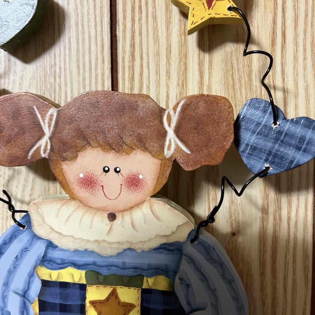 トールペイント 可愛い女の子 2体セット カントリー雑貨 置物