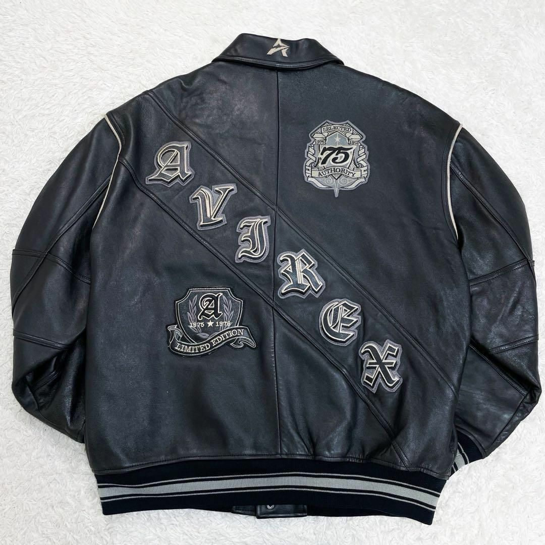 AVIREX - 2XLサイズ AVIREX 75Anniversary オールレザースタジャンの