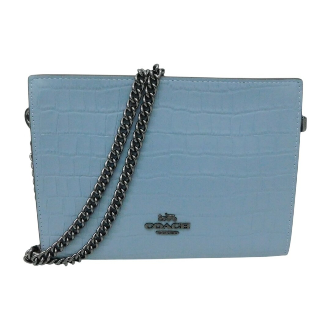 COACH ライトブルー クロコダイル風 バッグ COACH ライトブルー