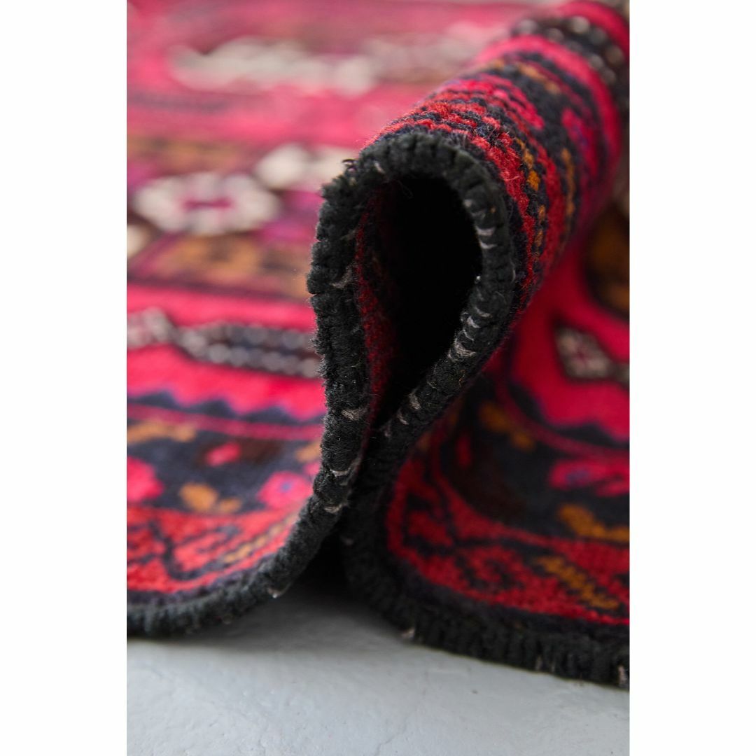 ヴィンテージラグ トライバルラグ バルーチ族(199×103cm)茶・赤・紺