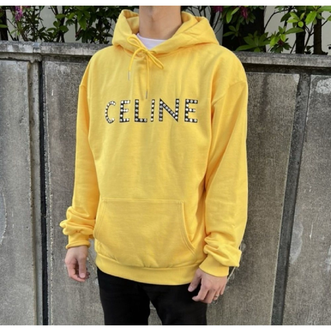 CELINE - 【美品】セリーヌ CELINE パーカー ロゴ スタッズ イエロー