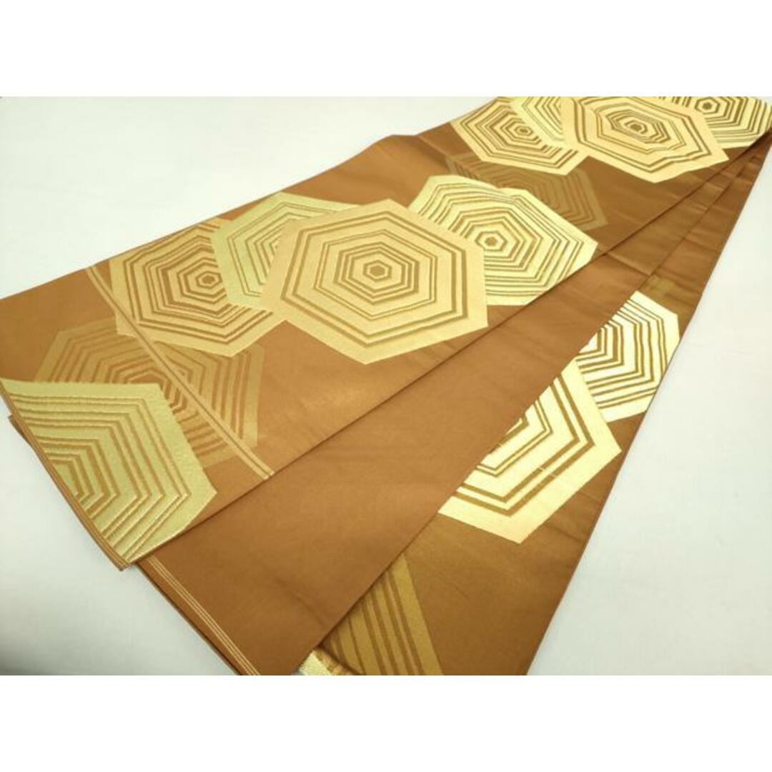 平和屋着物○西陣 川島織物 六通柄 本袋帯 幾何学文様 金糸 正絹 逸品