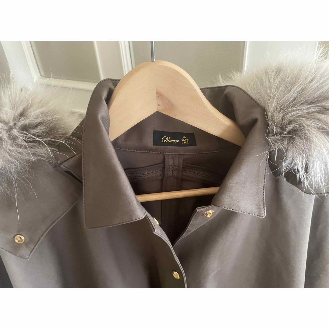 Drawer - 美品 Drawer オリーブ ファー付 ケープコート ポンチョ 定