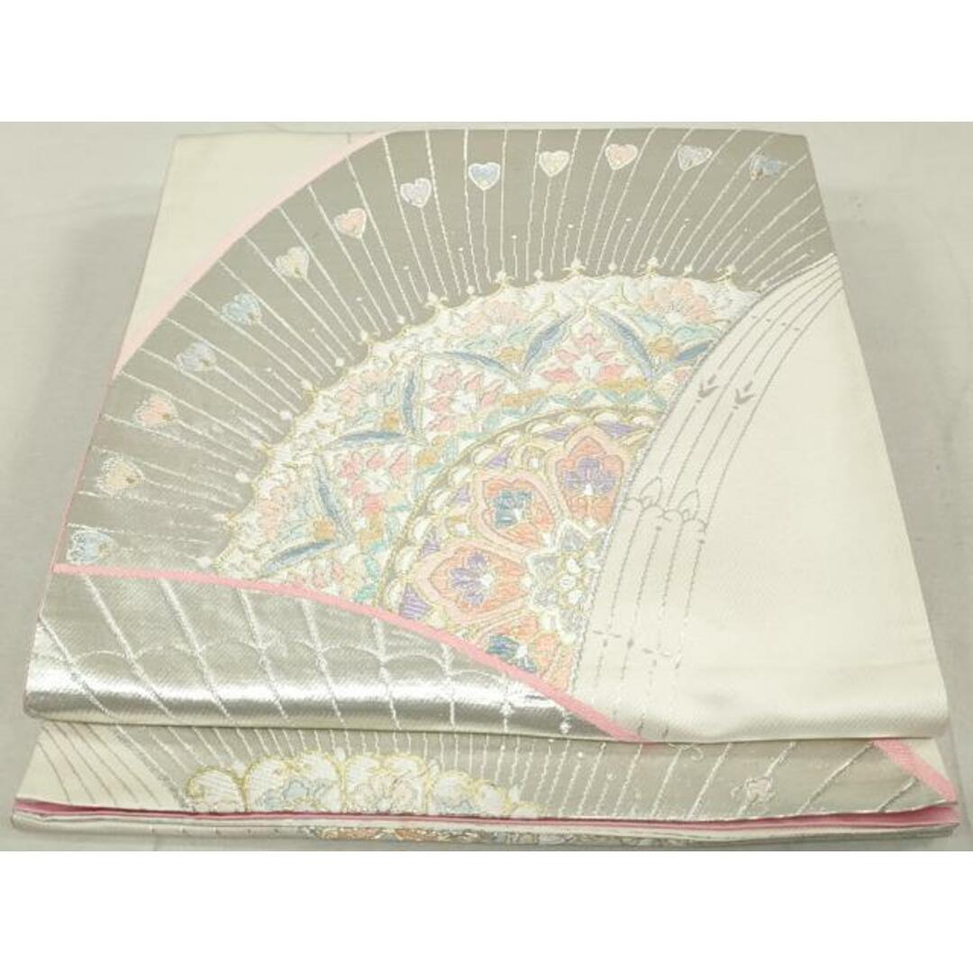 平和屋着物◎六通柄袋帯 孔雀羽花文 金銀糸 正絹 逸品 DAAU1384qaの