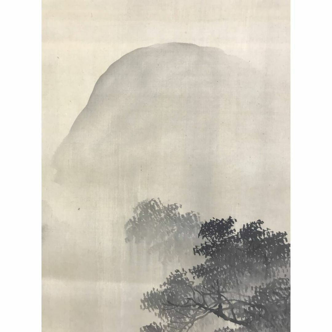 真作矢野鉄山⁄竹隱初夏山水画賛⁄山水図⁄掛軸☆