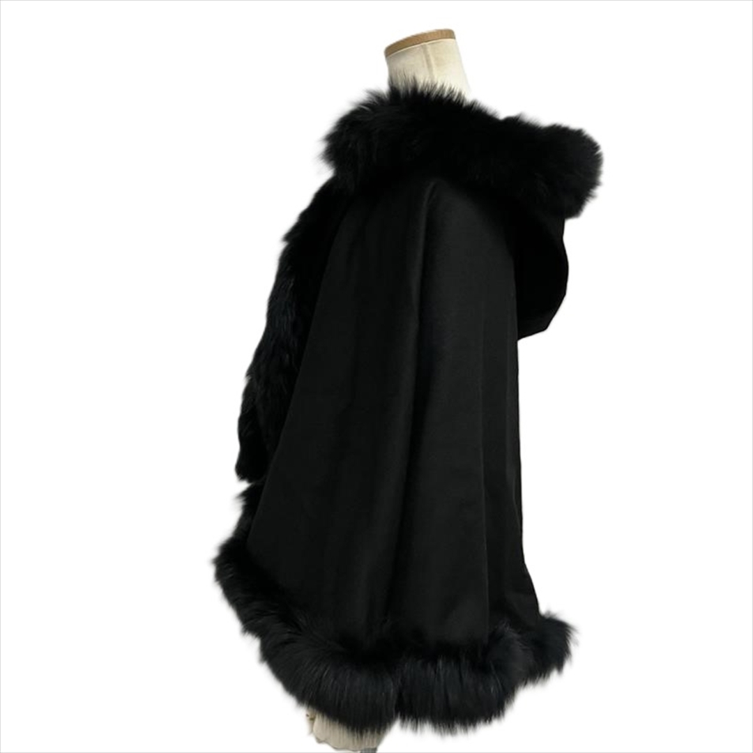 ファーケープ タグなし ポンチョ ファー ブラック レディース【中古