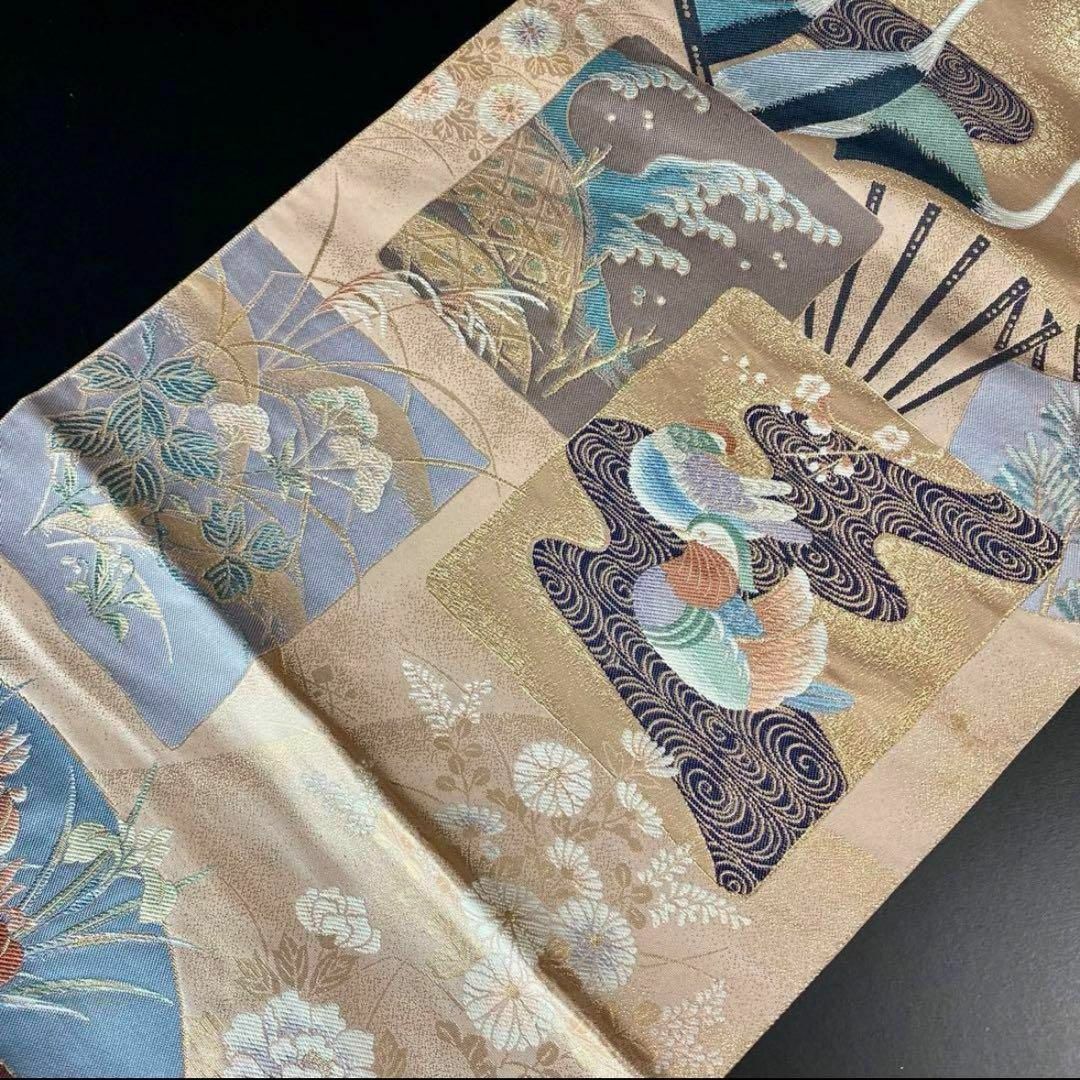 ZY-651 袋帯 九百錦 瑞扇光琳文 六通 正絹 名品 高級の通販 by うなじ