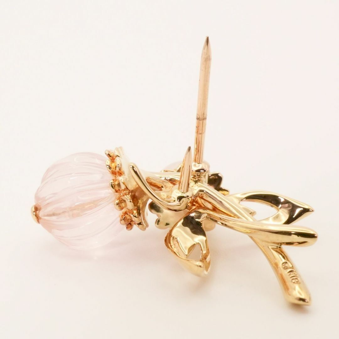 MIKIMOTO - 美品 ミキモト ローズクォーツ×パール 花束 ブローチ K18