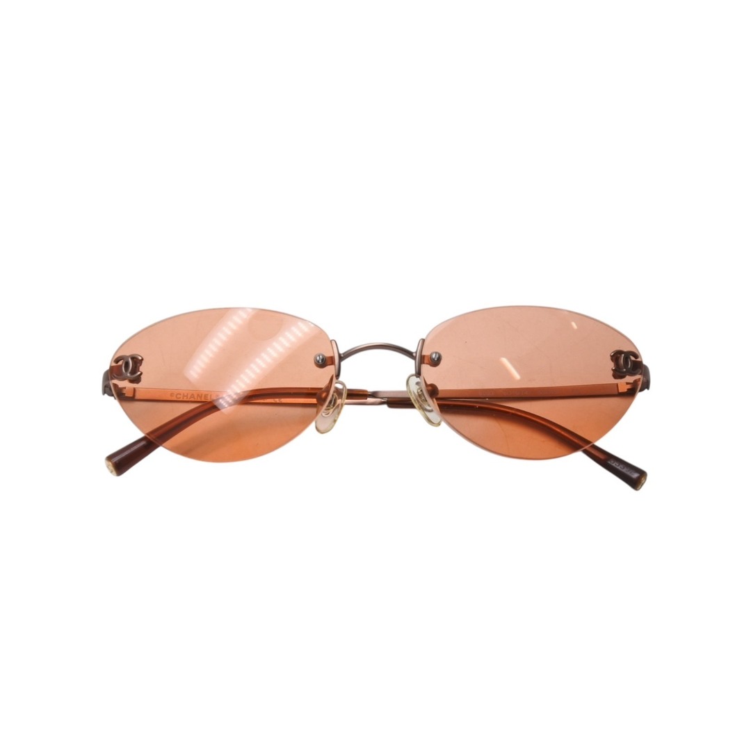CHANEL - CHANEL シャネル リムレス ココマーク サングラス オレンジ