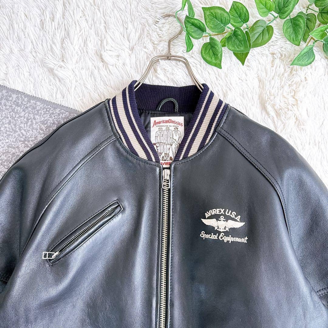 AVIREX - 良品 AVIREX アーチロゴ レザージャケット スタジャン L