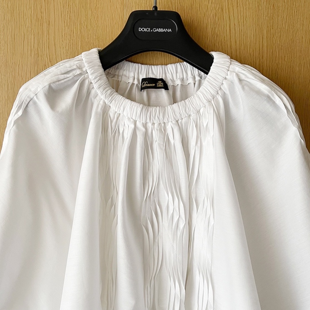 Drawer ドゥロワー シルク ブラウス ホワイト Drawer ドゥロワーシルク