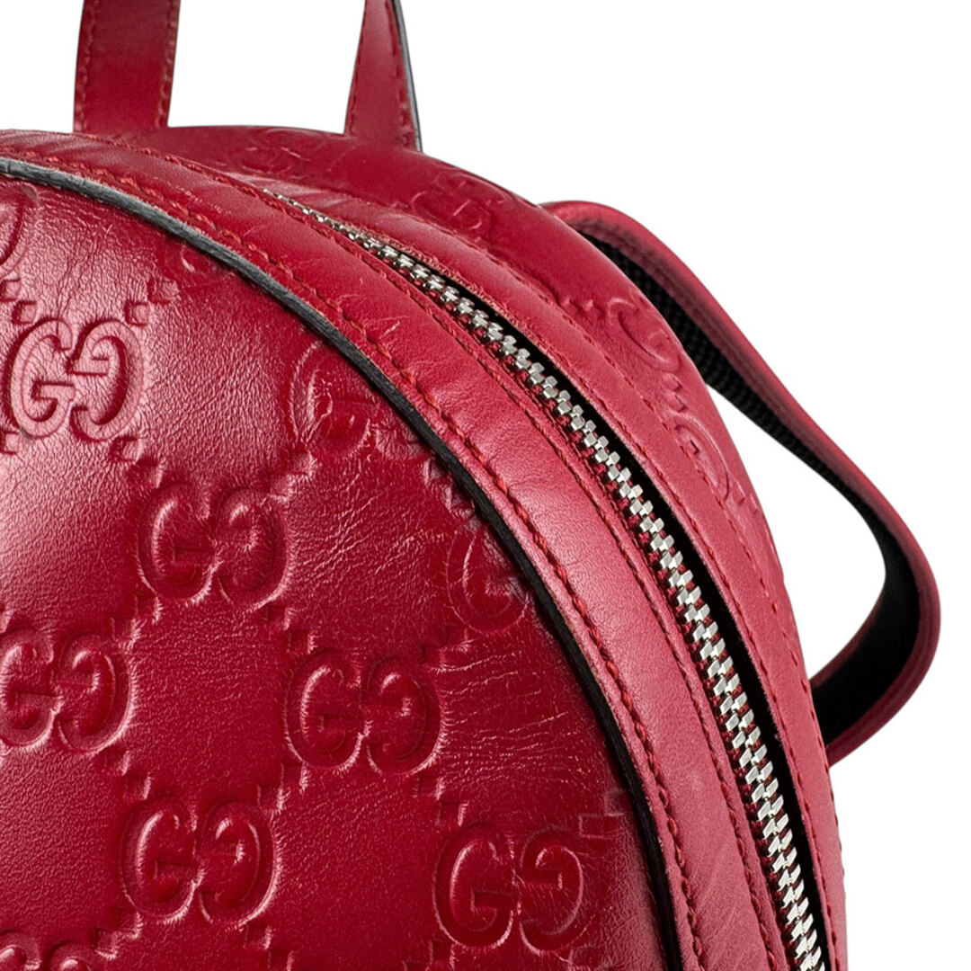 グッチ GUCCI リュック グッチシマ レザー レッド シルバー レディース