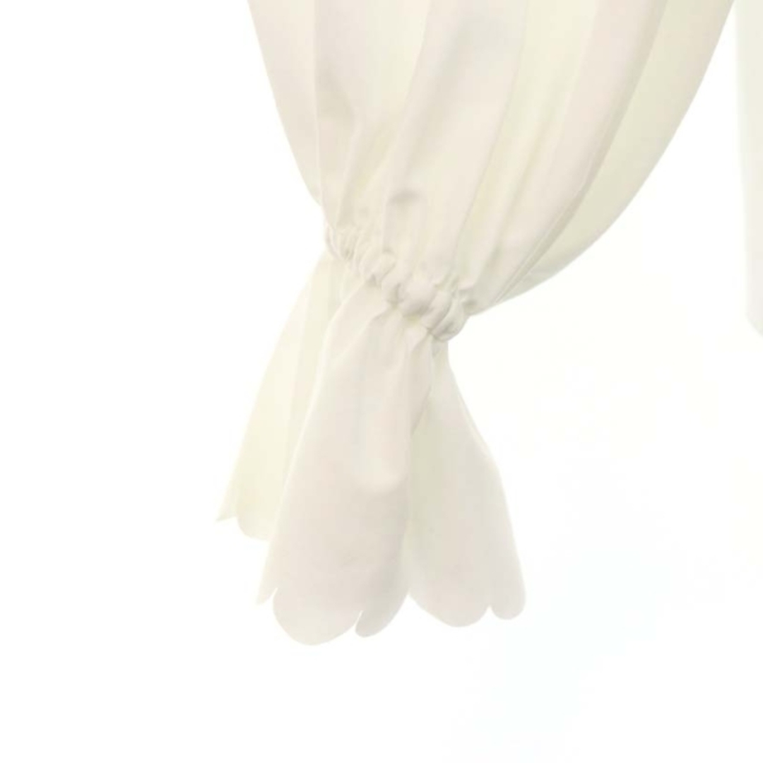 ヨリ 22AW スカラップカットワークブラウス ノーカラー 長袖 F 白の