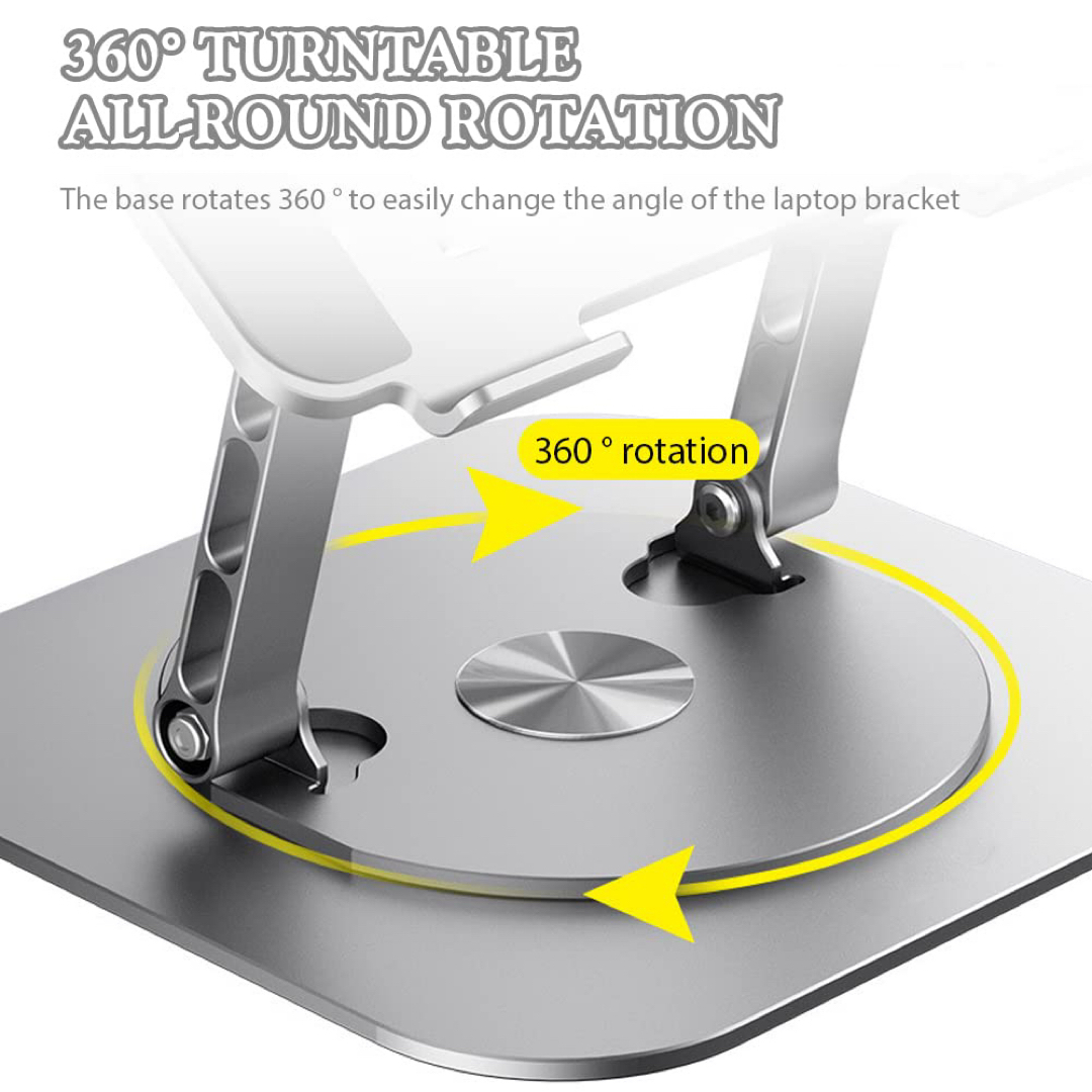 ノートパソコンスタンド 回転ブラケット 360 折りたたみ式シルバー
