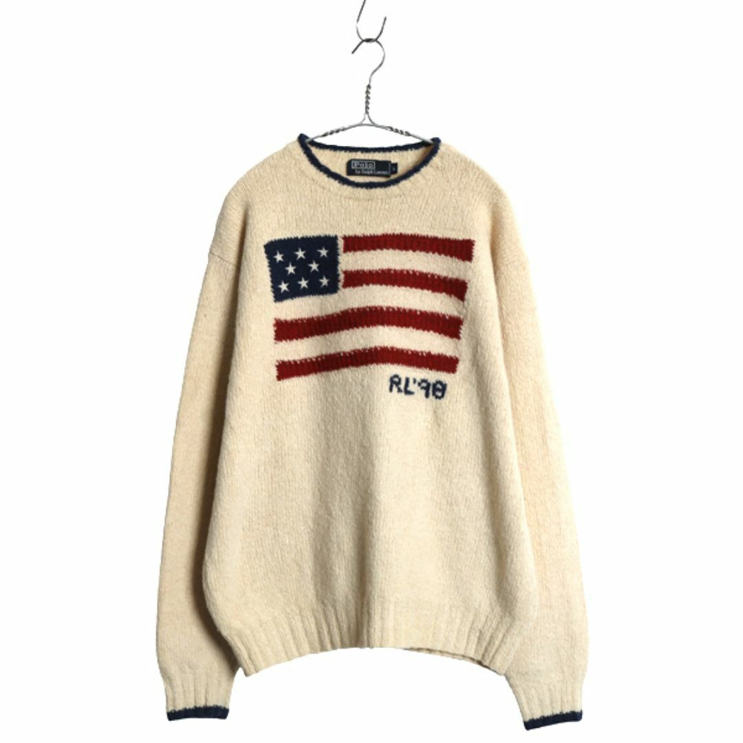Ralph Lauren - 手編み 90s ☆ ポロ ラルフローレン 星条旗 ハンド