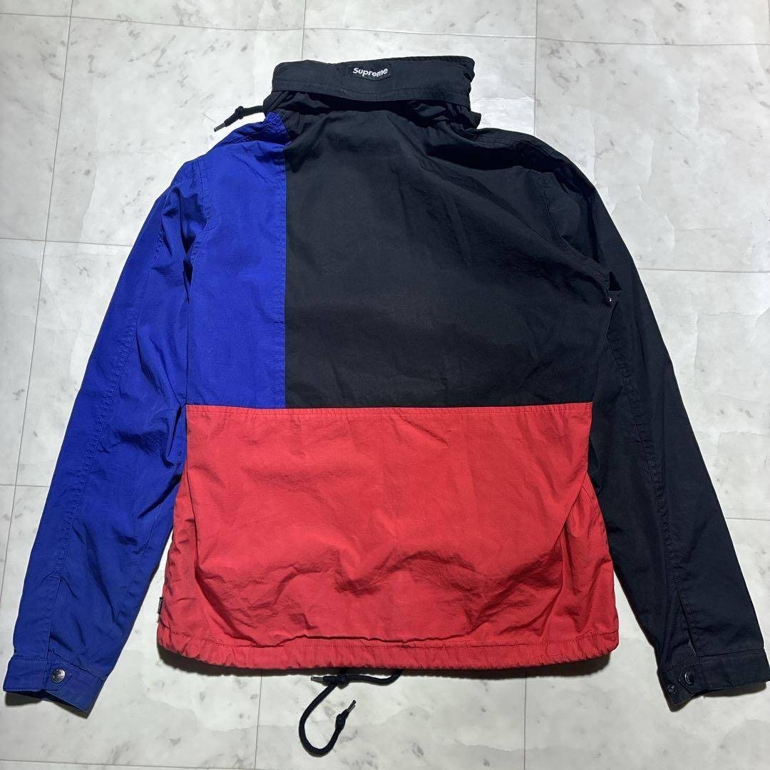 SUPREME ナイロンジャケット マルチカラー フード収納 襟ロゴ 赤 青 M