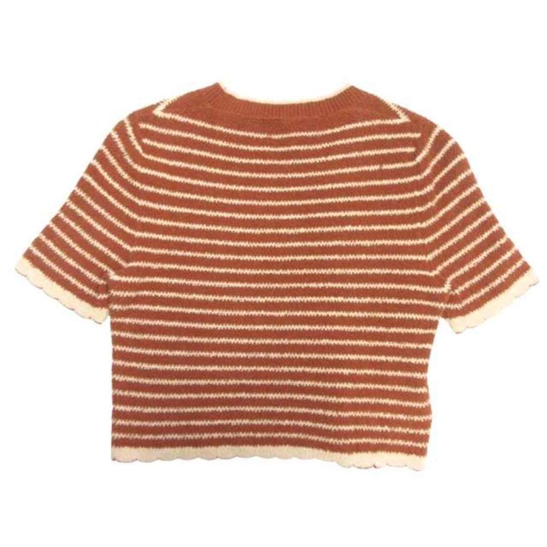 MIU MIU - miumiu 23年 ボーダー ロゴニット カットソー 半袖 36