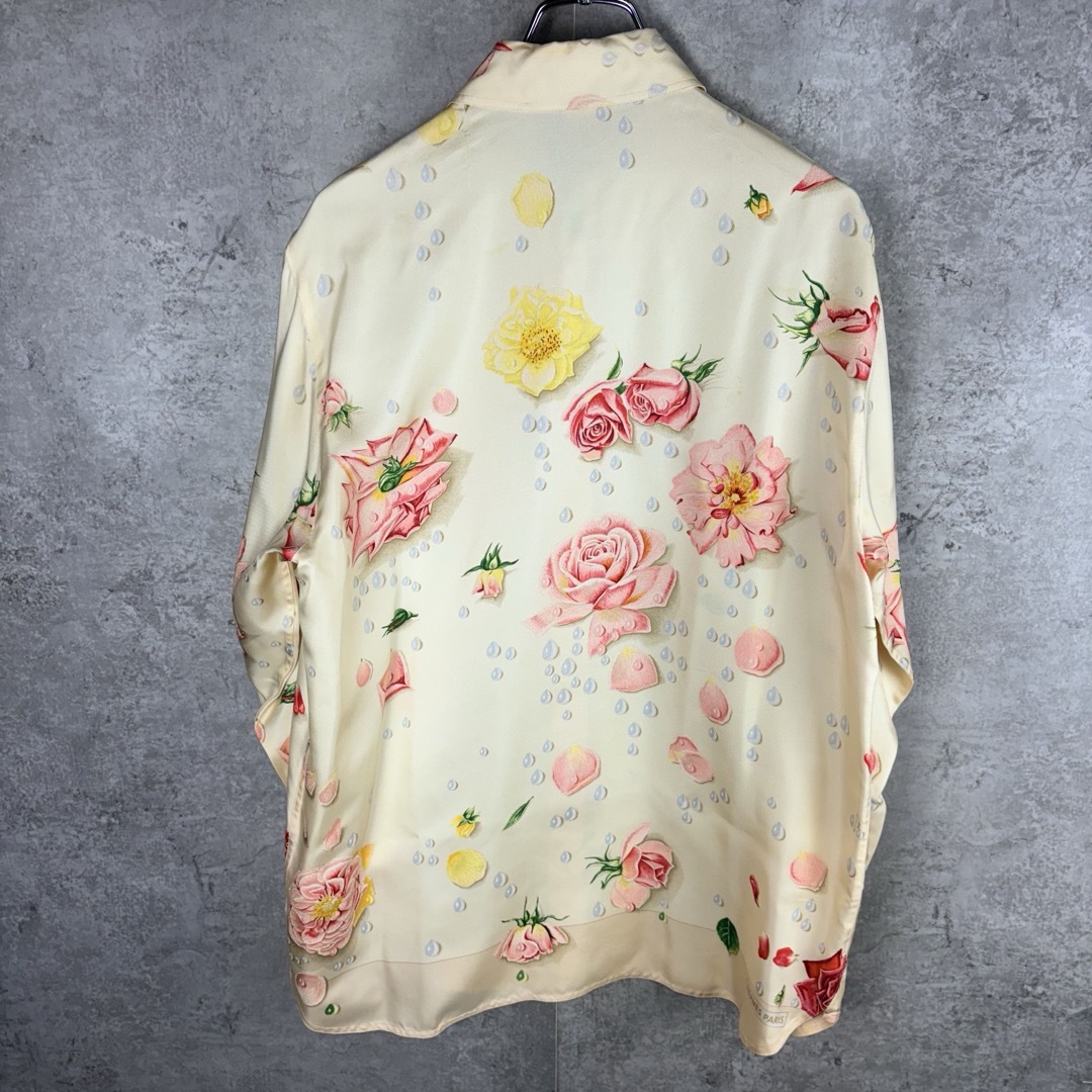 HERMES - HERMES エルメス シルク100% シャツ 42 バラの雫 アイボリー