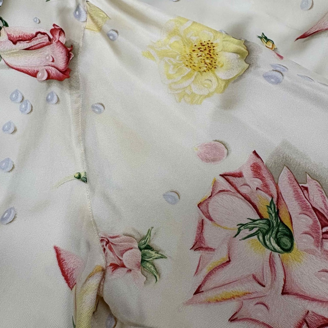 HERMES - HERMES エルメス シルク100% シャツ 42 バラの雫 アイボリー