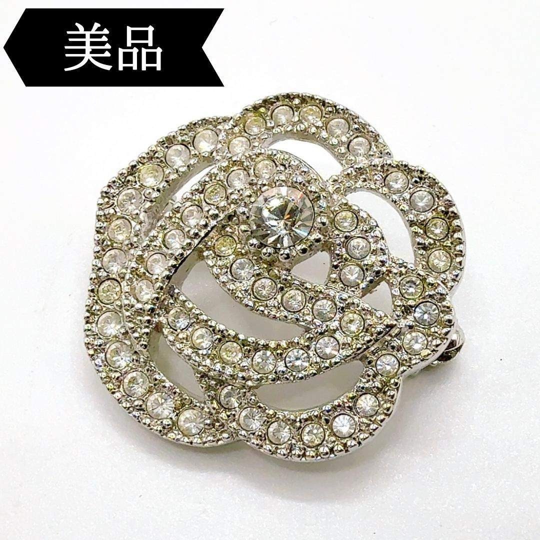 ◇クリスチャンディオール◇メタル/ローズ/ブローチ/シルバー/カメリア